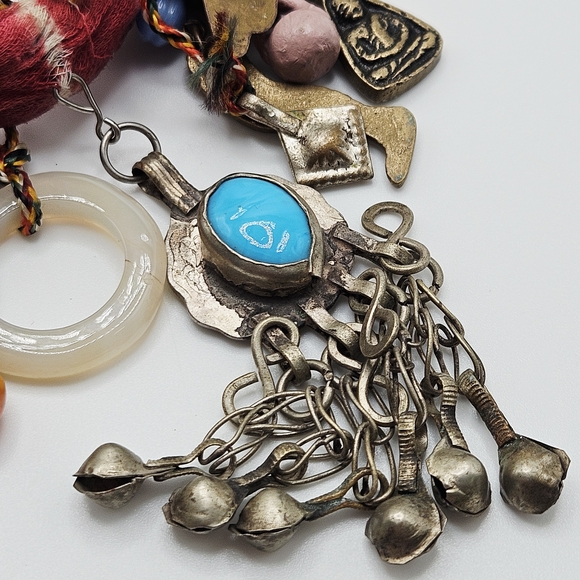 VINTAGE Handcrafted Chachkas Milagros Charm Over the Top Statement Necklace - Picture 10 of 14